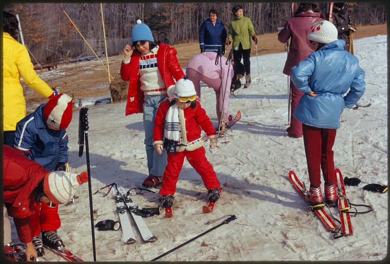 Boston area - Blue Hill ski slopes. 10 miles from center of Boston just across line into Milton - Great Blue Hill ski area maintained by Metropolitan District Commission, available by street car and bus from inner city