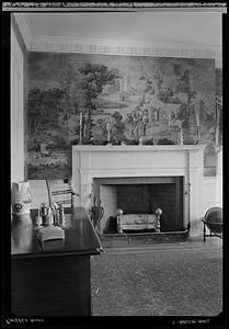 Pingree House, Salem, interior fireplace and wall paper