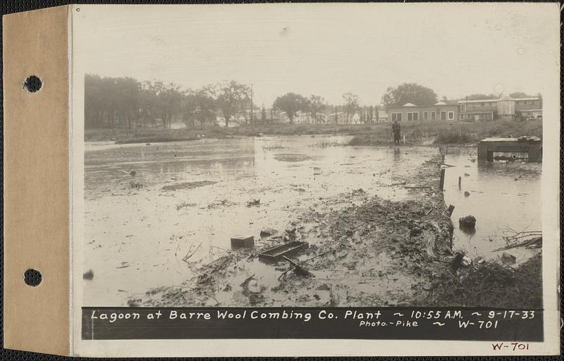 Ware River, lagoon at Barre Wool Coming Co. plant, Barre, Mass., 10:55 AM, Sep. 17, 1933