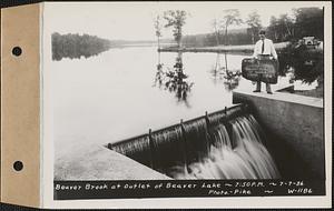 Beaver Brook at outlet of Beaver Lake, Ware, Mass., 7:50 PM, Jul. 7, 1936