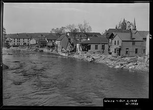 Ware River, looking downstream from South Street bridge, Ware, Mass., Oct 3, 1938