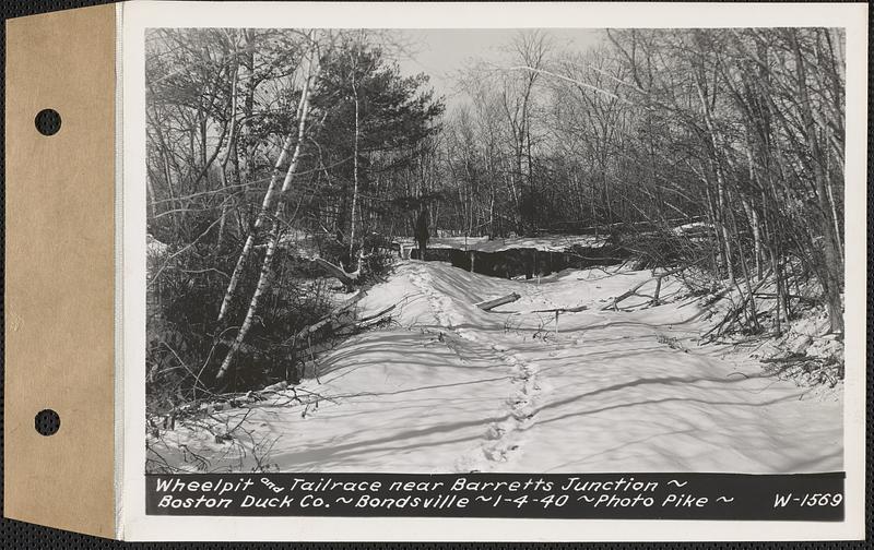 Wheelpit and tailrace near Barretts Junction, Boston Duck Co., Bondsville, Palmer, Mass., Jan. 4, 1940