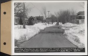 Contract No. 71, WPA Sewer Construction, Holden, looking easterly on Walnut Street from intersection with Lovell Road, Holden Sewer, Holden, Mass., Mar. 26, 1940