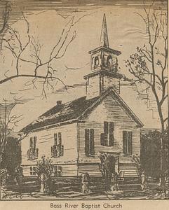 Drawing of the Bass River Baptist Church by M. Cobb, South Yarmouth, Mass.
