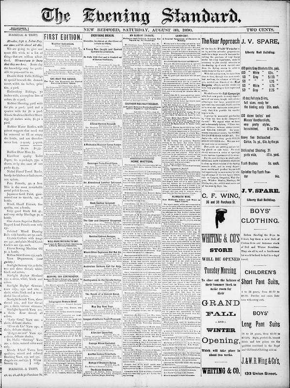 Evening Standard. August 30, 1890 - Digital Commonwealth