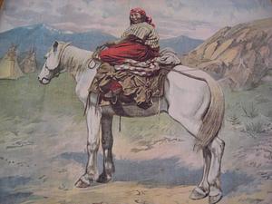 Person on horseback in landscape