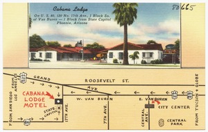 Cabana Lodge, on US 80, 120 No. 117th Ave., 1 block so. Of Van Buren- 1 block from state capitol, Phoenix, Arizona