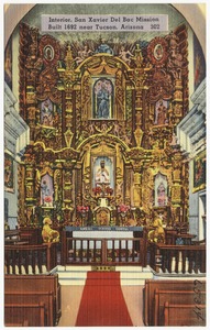 Interior, San Xavier Del Bac Mission, built 1692 near Tucson, Arizona