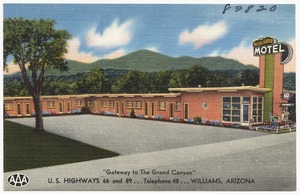 Highlander Motel, "Gateways to the Grand Canyon," U.S. highways 66 and 89, telephone 48, Williams, Arizona