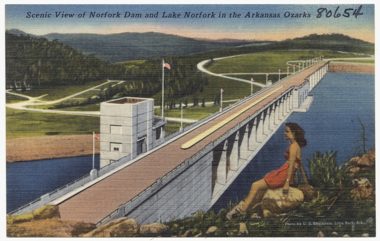 Scenic view of Norfolk Dam and Lake Norfolk in the Arkansas Ozarks