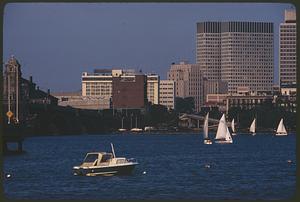 Toward Beacon Hill - sun on State House dome, and Beacon Hill overshadowed by new high-rise buildings