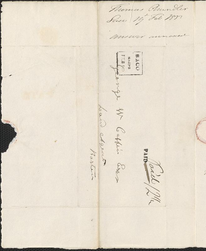 Thomas Chandler to George Coffin, 19 February 1833 - Digital Commonwealth