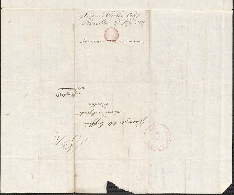 Samuel Cook to George Coffin, 25 September 1839 - Digital Commonwealth