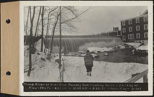 Prince River at Allen Brothers Foundry dam, looking north, drainage area = 4 square miles, flow = 34 cubic feet per second = 8.5 cubic feet per second per square mile, Barre, Mass., 10:45 AM, Mar. 22, 1933