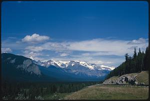 Mountains with road in foreground, British Columbia