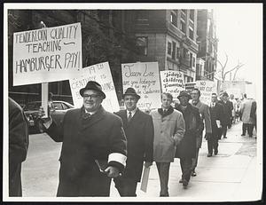 Teachers Picket outside Boston School Committee headquarters during contract talks.