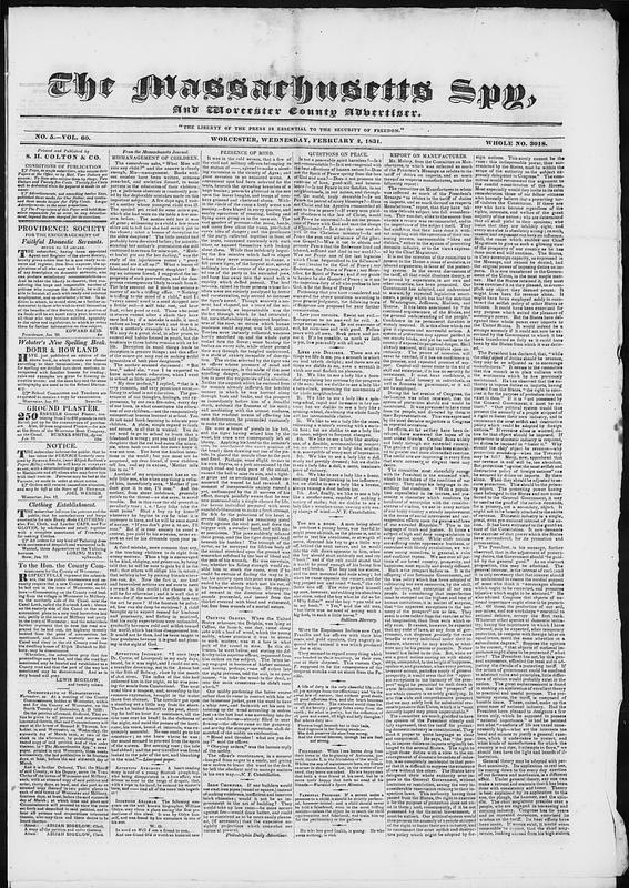 The Massachusetts Spy, and Worcester County Advertiser - Digital ...