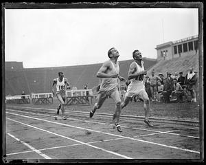 Runners in a race, Harvard Stadium