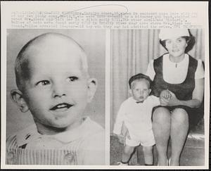 Mrs. Carolyn Adams, 20, shown in snapshot pose here with one of her two young sons
