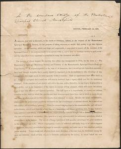 Archive Material for Trinity Episcopal Church, Marshfield, Massachusetts, 18th-19th Century