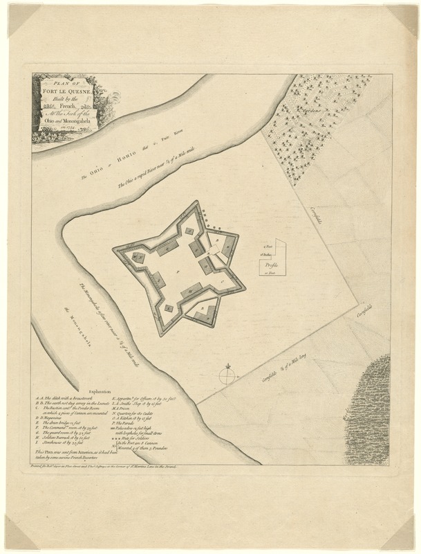 Plan of Fort le Quesne, built by the French at the fork of the Ohio and Monongahela in 1754