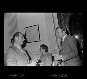 House Speaker David Bartley and well-wishers after favorable State House vote, Boston