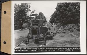 Contract No. 70, WPA Sewer Construction, Rutland, Maple Avenue, looking ahead from intersection with Phillips Road, Rutland Sewer, Rutland, Mass., Sep. 5, 1940
