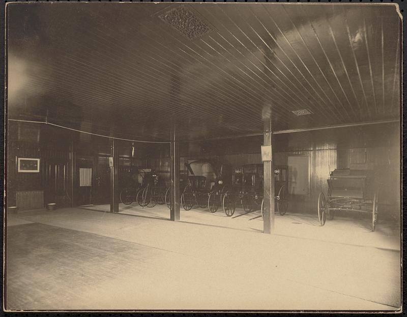 Fitch's Coach House, with wagons, interior