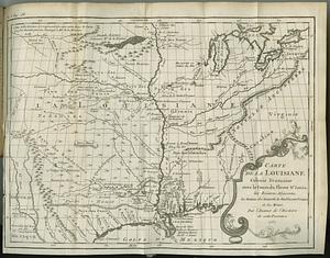 Carte de la Louisiane colonie francaise avec le cours du fleuve St. Louis, les rivieres adjacentes, les nations des naturels, les etablissems. francais, et les mines