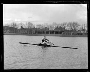 Unidentified man rowing a scull