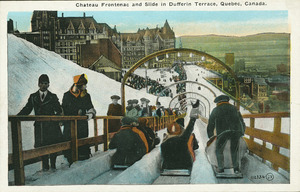 Postcard : Chateau Frontenac and Slide in Dufferin Terrace, Quebec, Canada