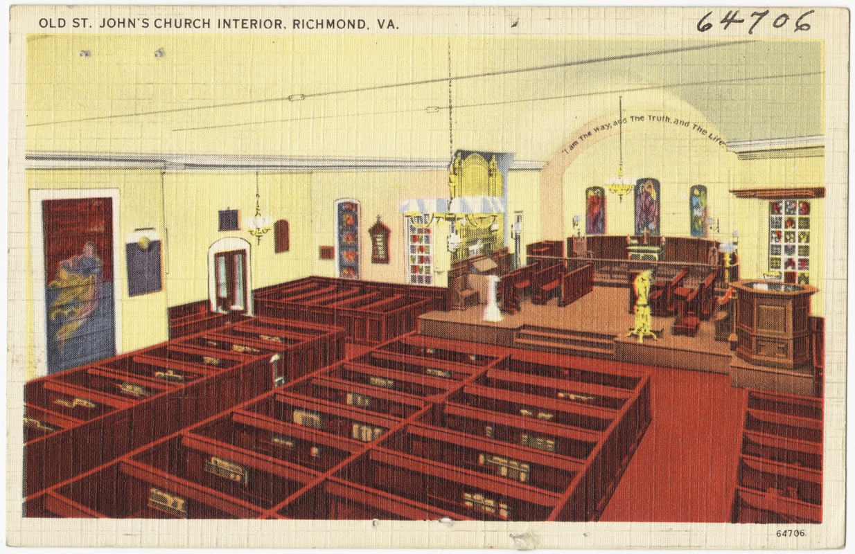 Old St. John's Church interior, Richmond, VA. Digital Commonwealth