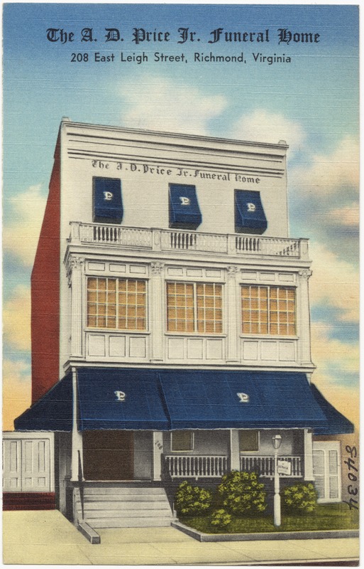 The A. D. Price Jr. Funeral Home, 208 East Leigh Street, Richmond, Virginia
