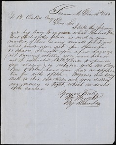 William Wright, Savannah, Ga., manuscript letter signed to Ziba B. Oakes, 13 December 1853