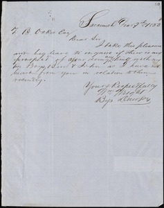 William Wright, Savannah, Ga., manuscript letter signed to Ziba B. Oakes, 7 December 1853