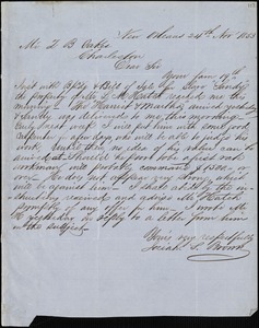 Josiah S. Brown, New Orleans, La., autograph letter signed to Ziba B. Oakes, 24 November 1853