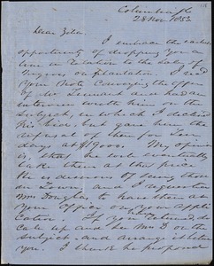 Columbia, S.C.[?], autograph letter signed to Ziba B. Oakes, 28 November 1853