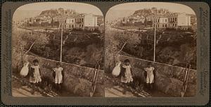 The storied Acropolis crowned by the Parthenon, (Theseion at left) S.E. from railway, Athens