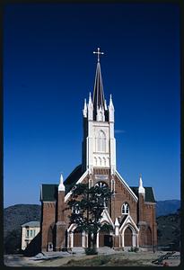 Front exterior view of St. Mary's in the Mountains Catholic Church, Virginia City, Nevada