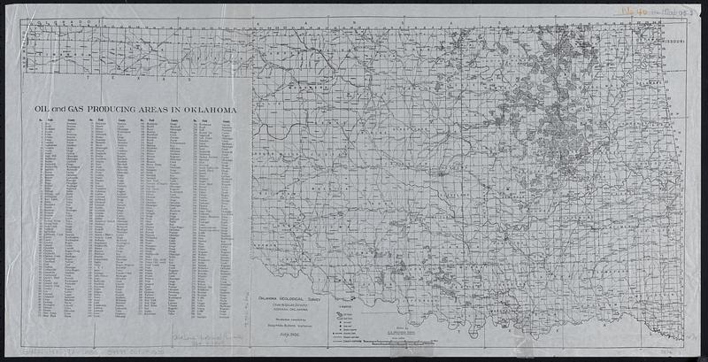 Oil and gas producing areas in Oklahoma