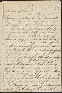 Letter from Thomas F. Cordis to John D. Long, November 13, 1871