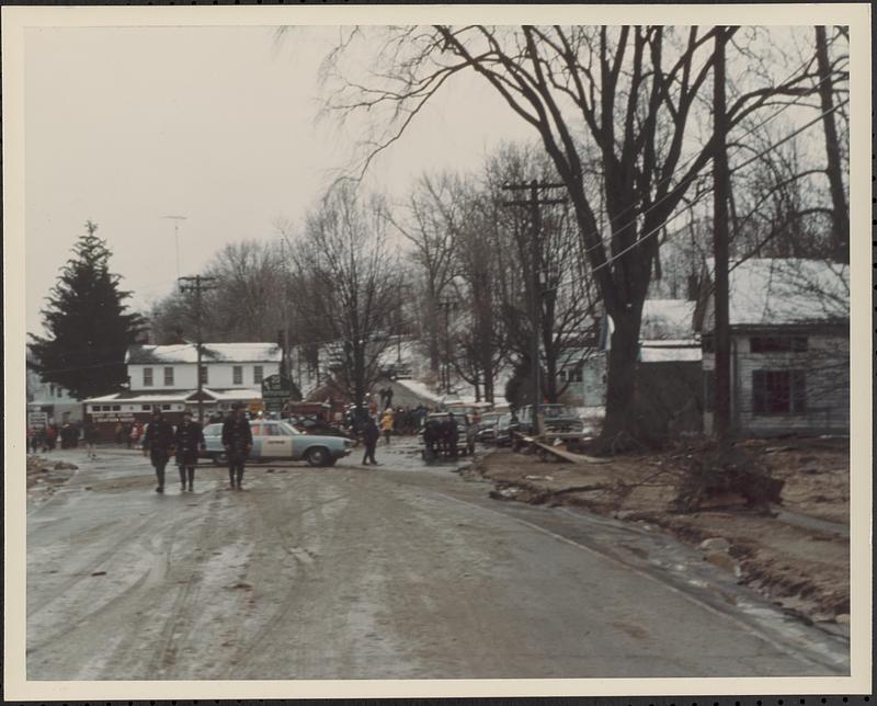 Street and houses after flood