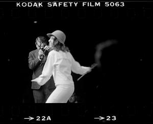 Polaroid's Edwin Land demonstrates Polavision movie camera to shareholders, Cambridge