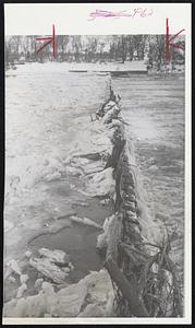 Ice Caused complications at Fernbrook Dam on Ohio River near Cincinnati. In top center photo several wickets have been lowered to let ice through.