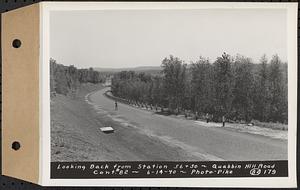 Contract No. 82, Constructing Quabbin Hill Road, Ware, looking back from Sta. 56+50, Ware, Mass., Jun. 14, 1940