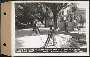 Contract No. 71, WPA Sewer Construction, Holden, looking northerly on Maple Street from manhole 4A5-10, Holden Sewer, Holden, Mass., Aug. 5, 1941