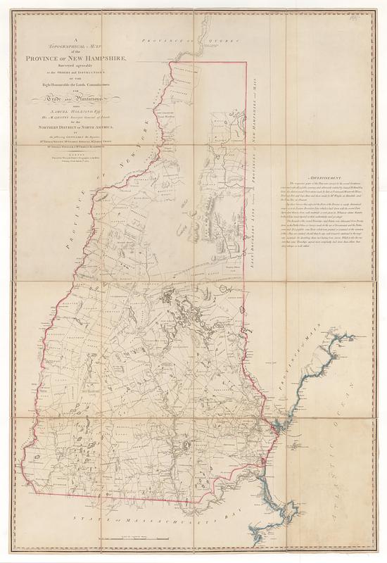 A topographical map of the province of New Hampshire