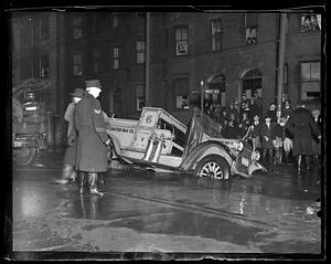 Boston Consolidated Gas Co. emergency vehicle sunk into water, Wait & Huntington Street, Boston