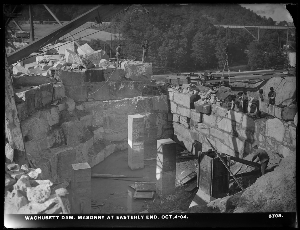 Wachusett Dam, masonry at easterly end, Clinton, Mass., Oct. 4, 1904