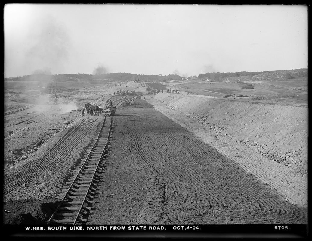 Wachusett Reservoir, South Dike, northerly from State Road, Boylston; Clinton, Mass., Oct. 4, 1904